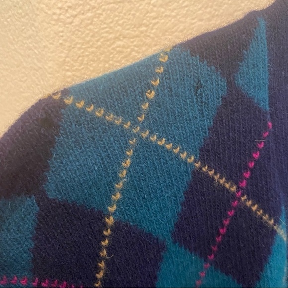 Vintage EVAN-PICONE Women Lambswool Rabbit Hair Blend Argyle Cardigan-Medium - Picture 3 of 9
